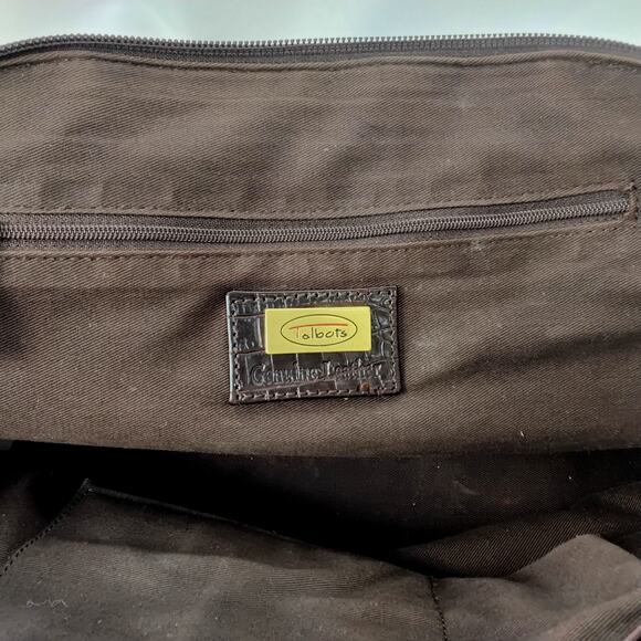 Vintage Talbots Brown Croc Embossed Leather Doctors Bag or Bowling Handbag - Picture 4 of 7